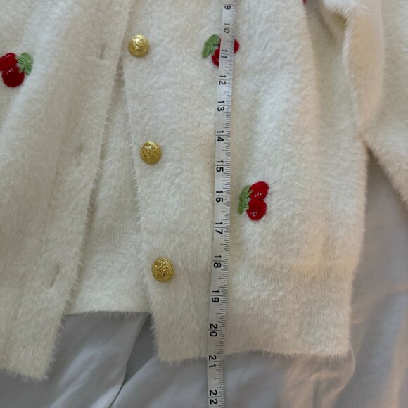 Korean brand fuzzy sweater - red cherry cardigan - Picture 6 of 6